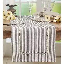 Kirklands Home Black & White Striped Table Runner, 72 in.