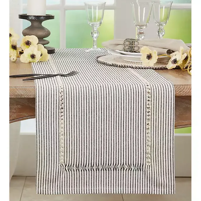 Hot Kirklands Home Black & White Striped Table Runner, 90 in.