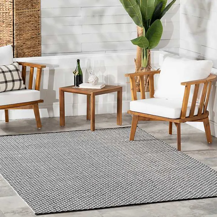 Kirklands Home Black & White Trellis Indoor/Outdoor Rug, 4x6