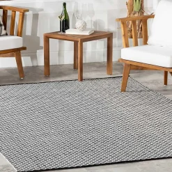 Kirklands Home Black & White Trellis Indoor/Outdoor Rug, 4x6