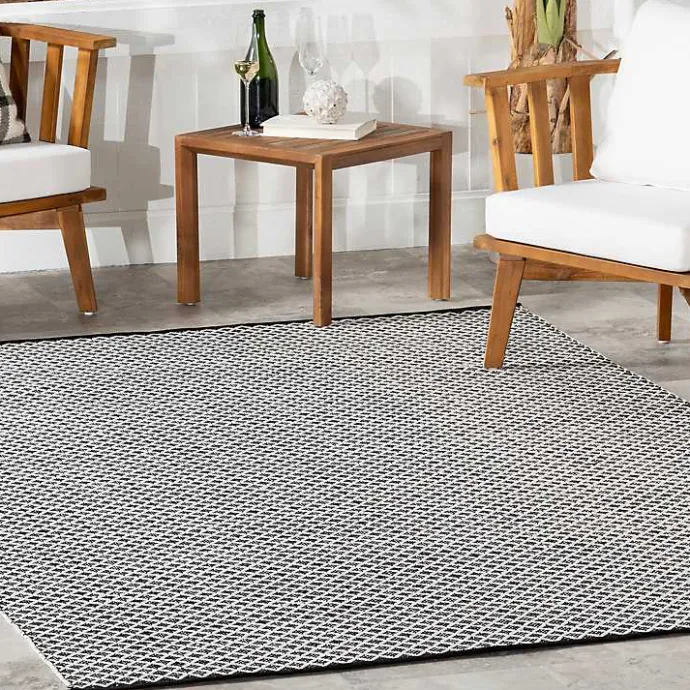 Kirklands Home Black & White Trellis Indoor/Outdoor Rug, 4x6