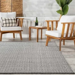 Discount Kirklands Home Black & White Trellis Indoor/Outdoor Rug, 5x8