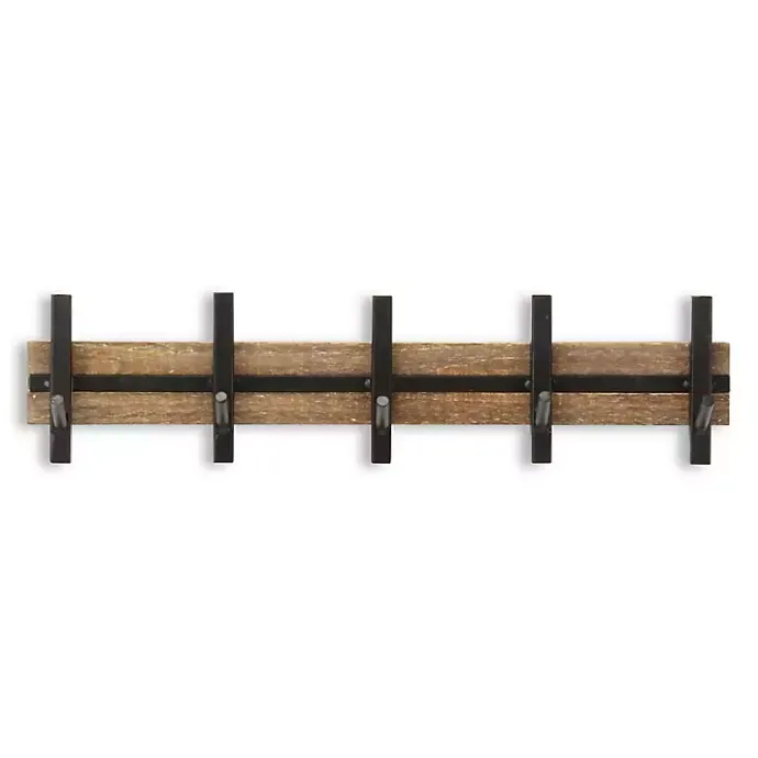 Discount Kirklands Home Black and Brown 5-Hook Coat Rack