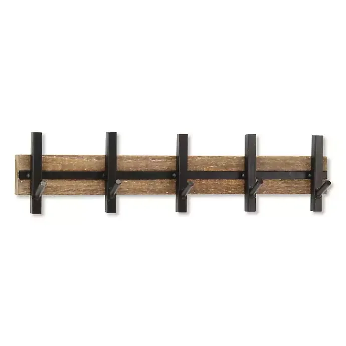 Discount Kirklands Home Black and Brown 5-Hook Coat Rack
