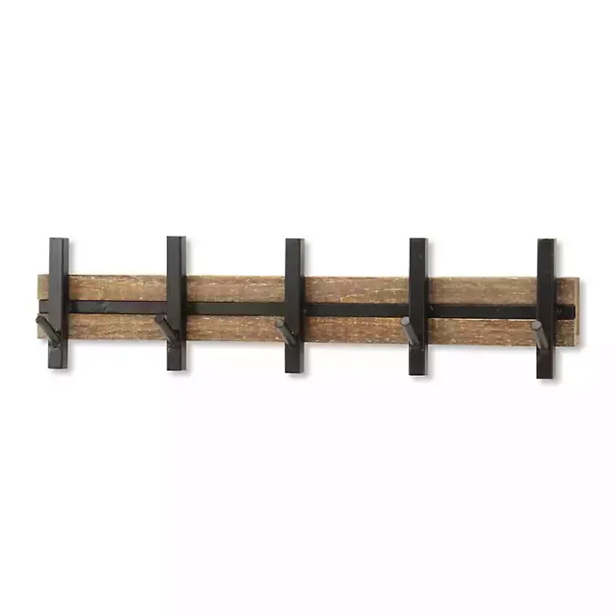 Discount Kirklands Home Black and Brown 5-Hook Coat Rack