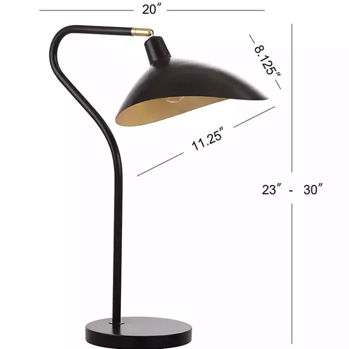 Outlet Kirklands Home Black and Gold Curved Neck Giselle Task Lamp