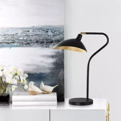 Outlet Kirklands Home Black and Gold Curved Neck Giselle Task Lamp