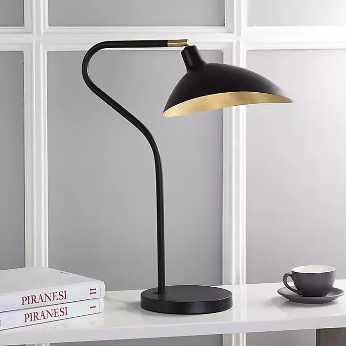Outlet Kirklands Home Black and Gold Curved Neck Giselle Task Lamp