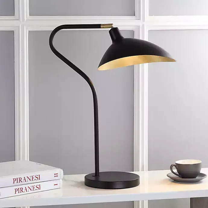 Outlet Kirklands Home Black and Gold Curved Neck Giselle Task Lamp