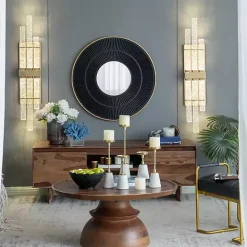 Sale Kirklands Home and Gold Double Ribbed Wall Mirror Black
