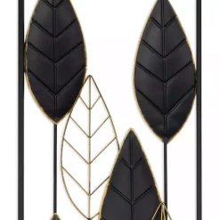 Sale Kirklands Home Black and Gold Metal Leaves Wall Plaque