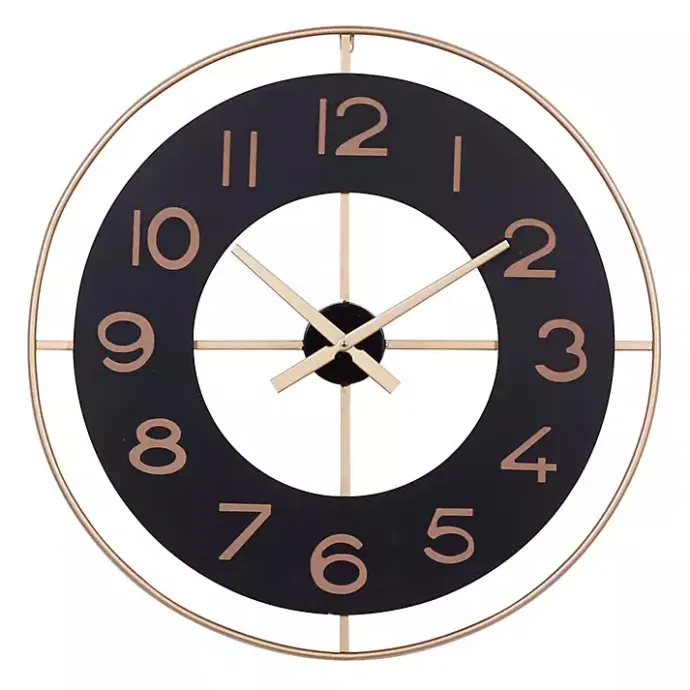 Hot Kirklands Home Black and Gold Open Frame Axis Clock