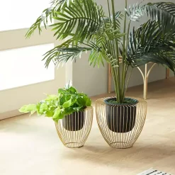 Hot Kirklands Home Black and Gold Open Frame Planters, Set of 2