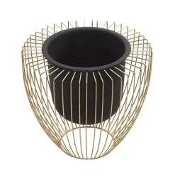 Hot Kirklands Home Black and Gold Open Frame Planters, Set of 2