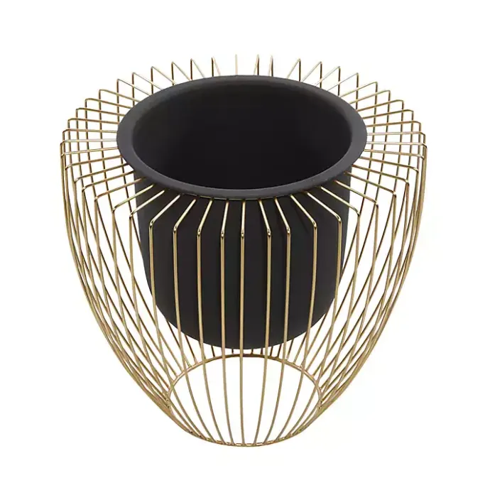 Hot Kirklands Home Black and Gold Open Frame Planters, Set of 2