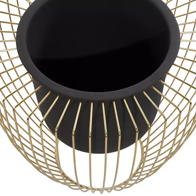Hot Kirklands Home Black and Gold Open Frame Planters, Set of 2