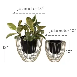Hot Kirklands Home Black and Gold Open Frame Planters, Set of 2