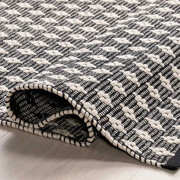 Discount Kirklands Home Black and Ivory Dainty Diamond Area Rug, 5x8