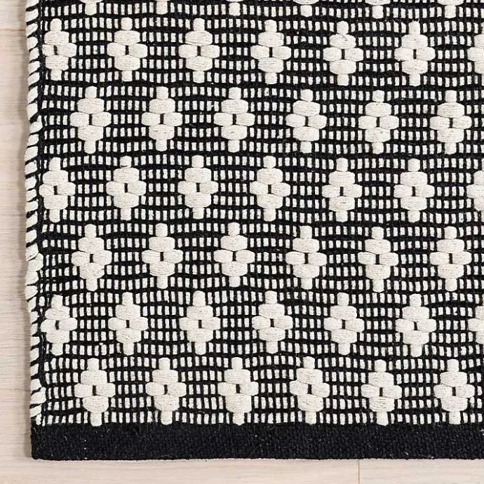Discount Kirklands Home Black and Ivory Dainty Diamond Area Rug, 5x8