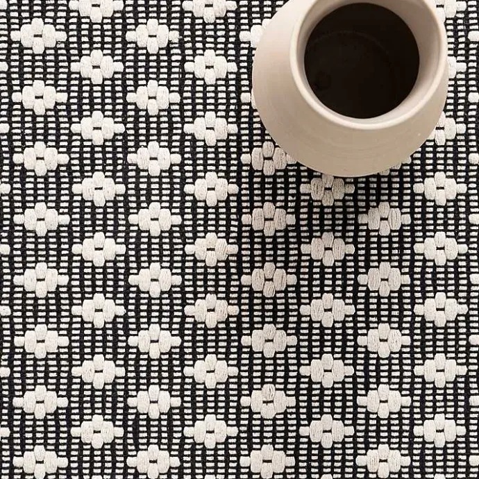 Discount Kirklands Home Black and Ivory Dainty Diamond Area Rug, 5x8
