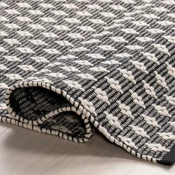 New Kirklands Home Black and Ivory Dainty Diamond Area Rug, 4x6