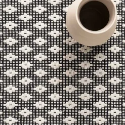 New Kirklands Home Black and Ivory Dainty Diamond Area Rug, 4x6