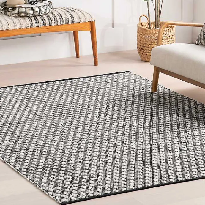New Kirklands Home Black and Ivory Dainty Diamond Area Rug, 4x6