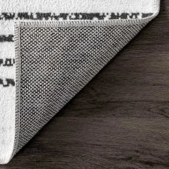 Discount Kirklands Home Black and Ivory Diamond Washable Area Rug, 5x8