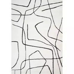 Kirklands Home Black and Ivory Monotone Geo Area Rug, 5x7