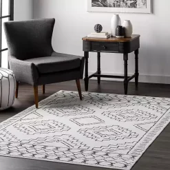 Discount Kirklands Home Black and Ivory Moroccan Washable Area Rug, 3x5