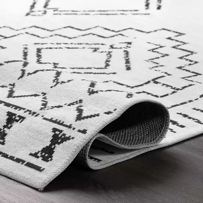 Discount Kirklands Home Black and Ivory Moroccan Washable Area Rug, 3x5