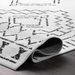 Clearance Kirklands Home Black and Ivory Moroccan Washable Area Rug, 4x6