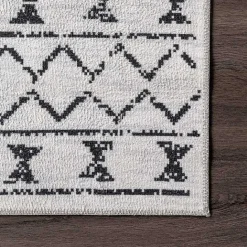 Clearance Kirklands Home Black and Ivory Moroccan Washable Area Rug, 4x6