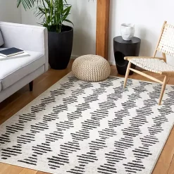 Discount Kirklands Home Black and Ivory Tulum Geometric Area Rug, 5x7