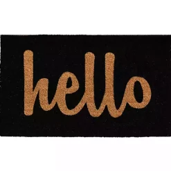 Sale Kirklands Home Black and Natural Coir Hello Doormat, 36x24 in.