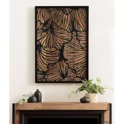 Outlet Kirklands Home Black and Natural Wood Botanical Wall Plaque