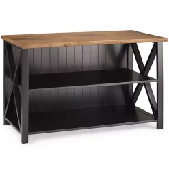 Kirklands Home Black and Rustic Oak Wood Farmhouse Console Table