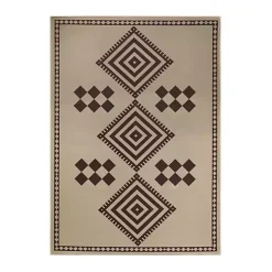 New Kirklands Home Black and Tan Kilim Washable Area Rug, 5x7