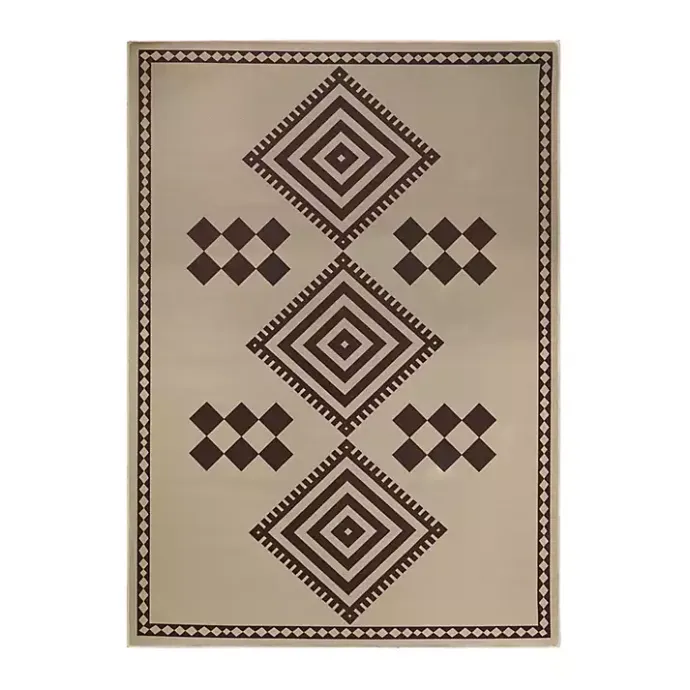 New Kirklands Home Black and Tan Kilim Washable Area Rug, 5x7