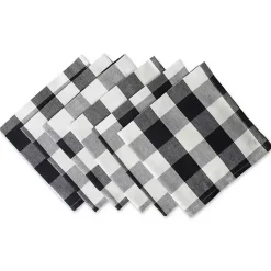 Outlet Kirklands Home and White Buffalo Check Napkins, Set of 6 Black