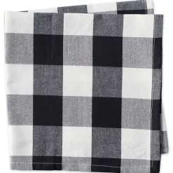 Outlet Kirklands Home and White Buffalo Check Napkins, Set of 6 Black