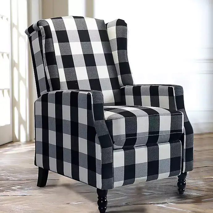 Outlet Kirklands Home Black and White Buffalo Check Recliner