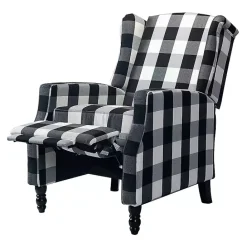 Outlet Kirklands Home Black and White Buffalo Check Recliner