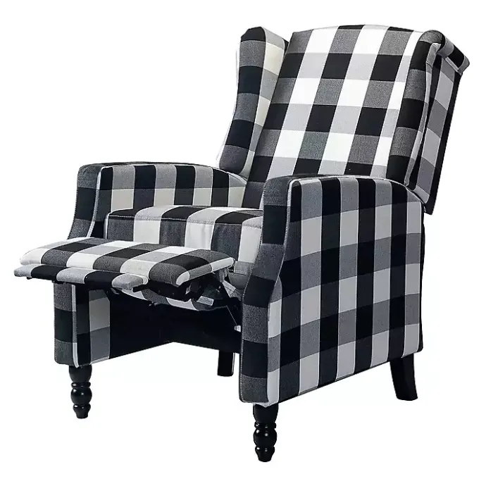 Outlet Kirklands Home Black and White Buffalo Check Recliner