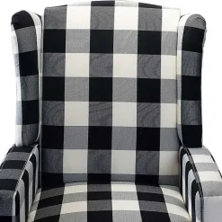 Outlet Kirklands Home Black and White Buffalo Check Recliner