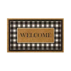 Sale Kirklands Home Black and White Buffalo Check Welcome Doormat