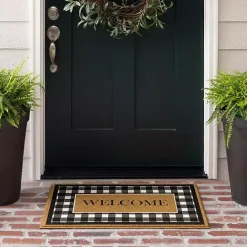 Sale Kirklands Home Black and White Buffalo Check Welcome Doormat