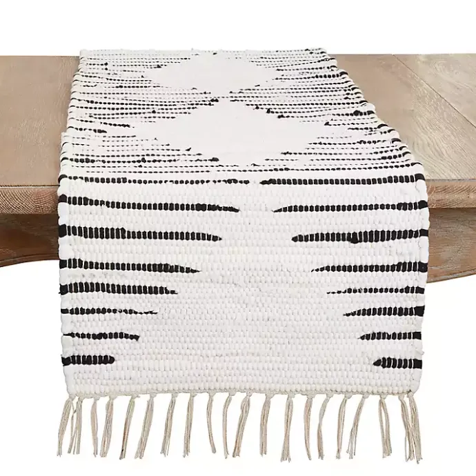 Online Kirklands Home Black and White Diamond Table Runner