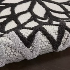 Discount Kirklands Home Black and White Floral Outdoor Area Rug, 7x10
