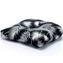 Hot Kirklands Home and White Floral Outdoor Chair Cushion Black